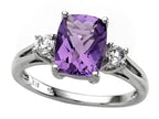 FJC Finejewelers 9x7mm Antique Shaped Amethyst and White Topaz Ring