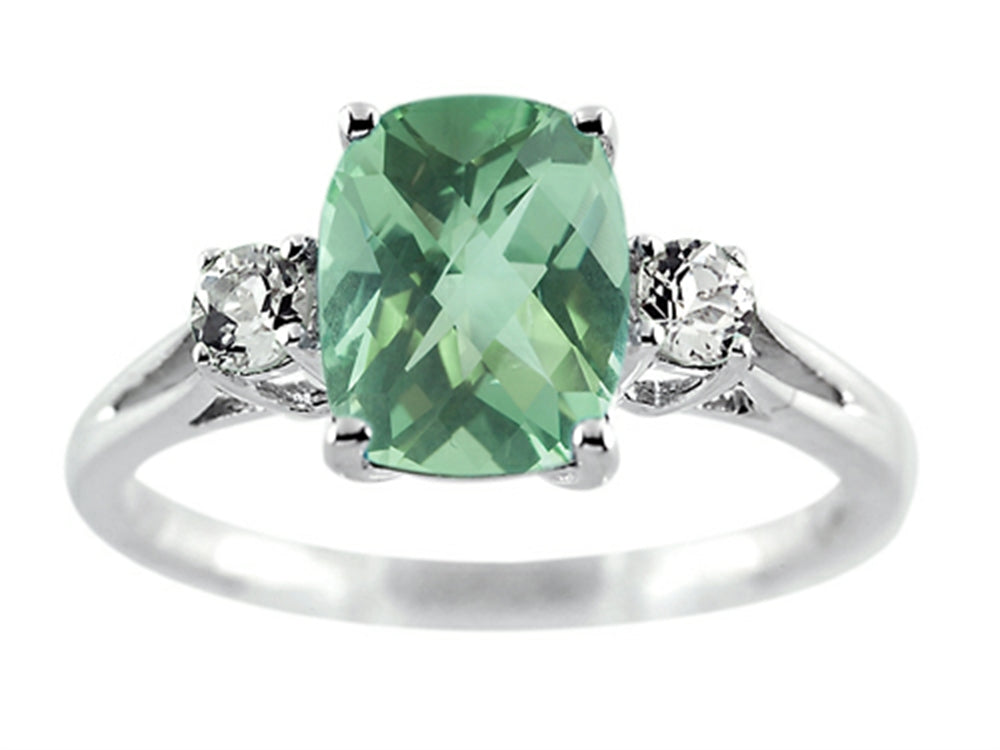FJC Finejewelers 9x7mm Antique Shaped Green Quartz and White Topaz Ring