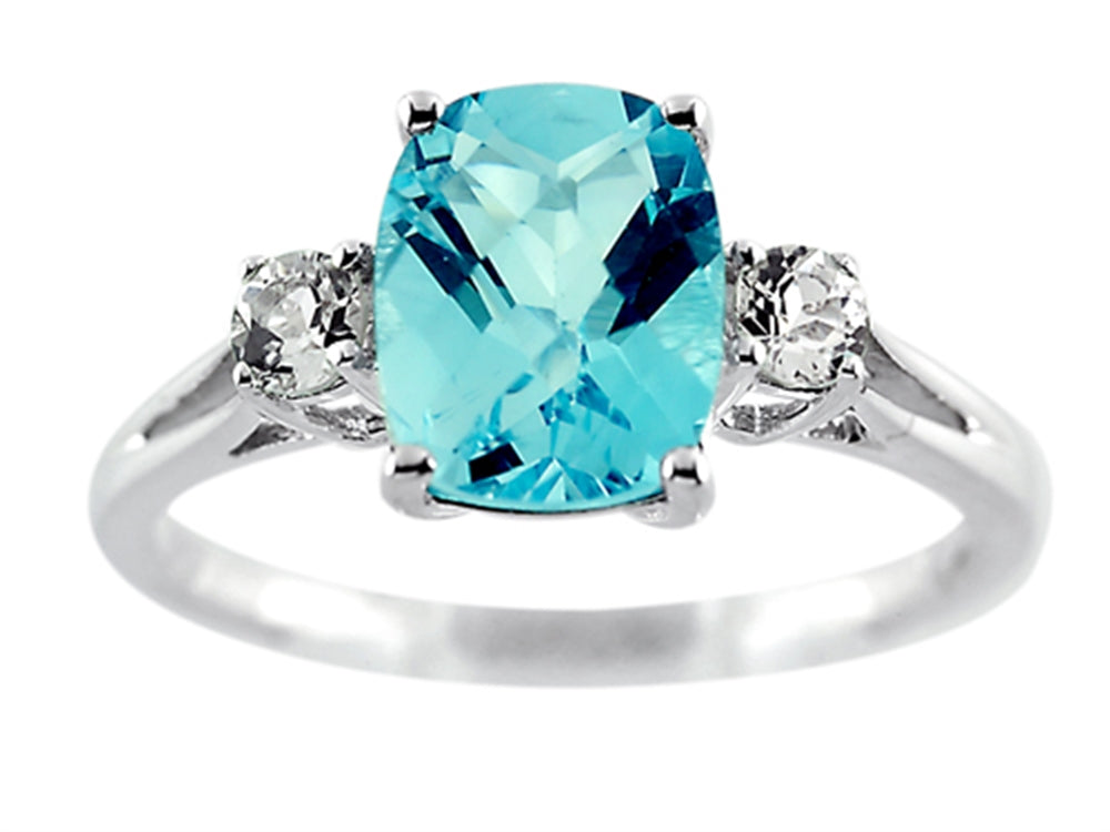 FJC Finejewelers 9x7mm Rectangular Cushion-Cut Sky Blue Topaz and White Topaz Ring
