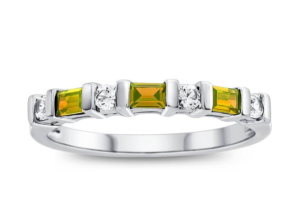 FJC Finejewelers 3x2mm Baguette Citrine and Created White Sapphire Stackable Band Ring