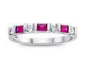 FJC Finejewelers 3x2mm Baguette Created Ruby and Created White Sapphire Stackable Band Ring