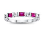 FJC Finejewelers 3x2mm Baguette Created Ruby and Created White Sapphire Stackable Band Ring