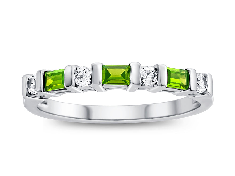 FJC Finejewelers 3x2mm Baguette Peridot and Created White Sapphire Band Ring