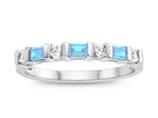 FJC Finejewelers 3x2mm Baguette Blue Topaz and Created White Sapphire Band Ring