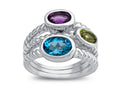 FJC Finejewelers Amethyst, Peridot, and Blue Topaz Ring