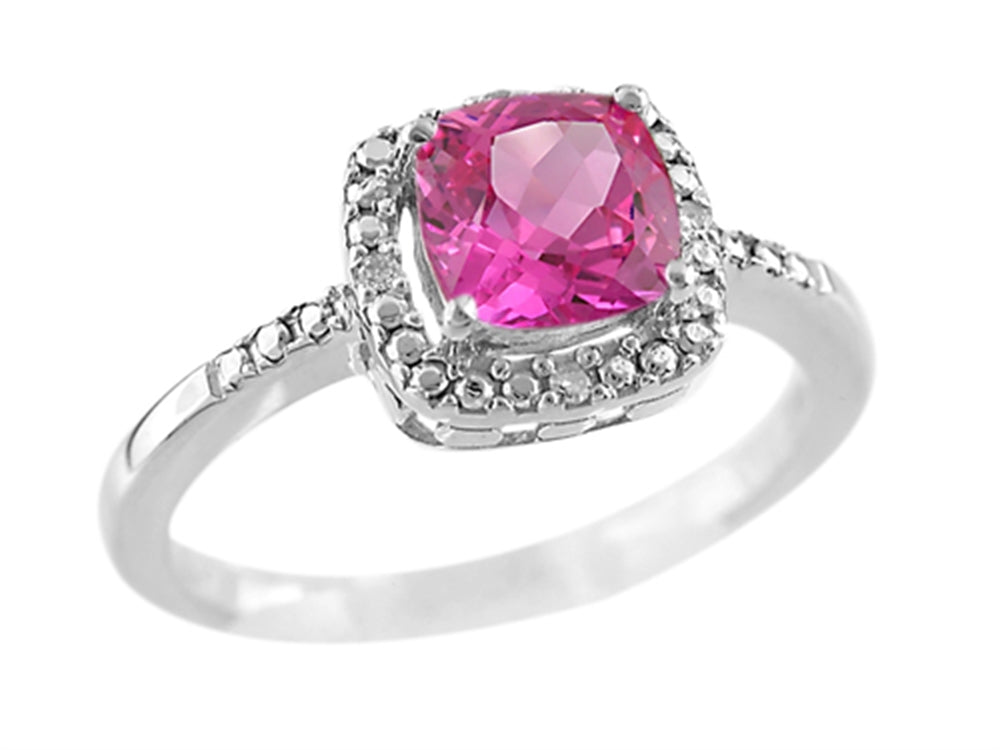 FJC Finejewelers 6x6mm Cushion-Cut Created Pink Sapphire Ring