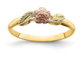 FJC Finejewelers 14k Yellow Gold Pink Flower with Leaf Sidestwo-color Rings