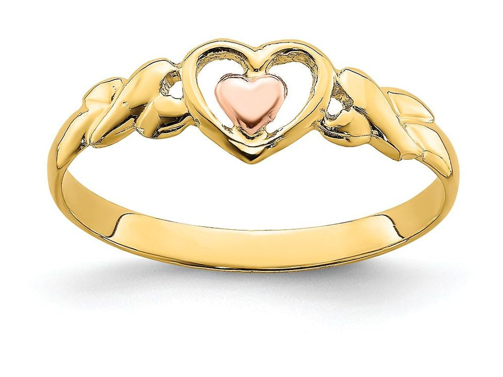 FJC Finejewelers 14k Yellow Gold Heart with Heart Center X Sides Rings