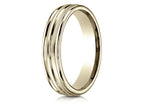 Benchmark® 14k Gold 4mm Comfort-fit Satin-finished Polished Center Trim And Round Edge Wedding Band Ring