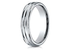 Benchmark® 14k Gold 4mm Comfort-fit Satin-finished Polished Center Trim And Round Edge Wedding Band Ring