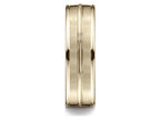 Benchmark® 10k Gold 7mm Comfort-fit Satin-finished High Polished Center Trim And Round Edge Wedding Band Ring