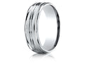 Benchmark® 18k Gold 7mm Comfort-fit Satin-finished High Polished Center Trim And Round Edge Wedding Band Ring