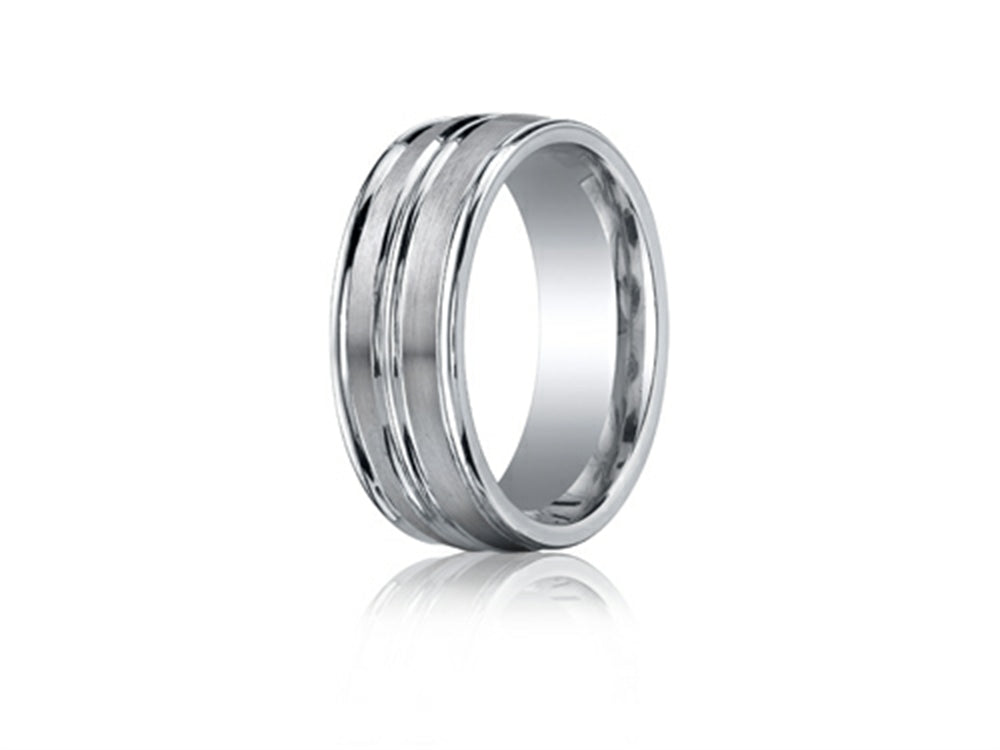 Benchmark® Cobalt-Chrome™ 8mm Comfort-fit Satin-finished Wedding-Band