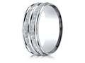 Benchmark® 14k Gold 8mm Comfort-fit Hammer-finished Polished Center Trim Round Edge Wedding Band Ring