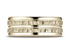 Benchmark® 10k Gold 8mm Comfort-fit Hammer-finished Polished Center Trim Round Edge Wedding Band Ring