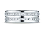 Benchmark® 18k Gold 8mm Comfort-fit Hammer-finished Polished Center Trim Round Edge Wedding Band Ring
