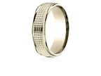 Benchmark® 14 Karat Gold 7mm Comfort-fit High Polish Round Edge Cross Hatch Center Design Wedding Band Ring