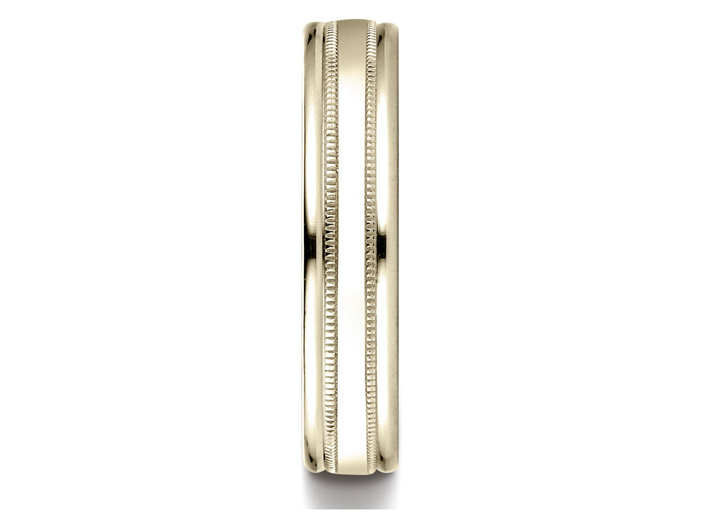 Benchmark® 14k Gold 4mm Comfort-fit High Polished Finish With A Round Edge And Milgrain Carved Design Wedding Band Ring