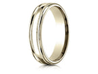 Benchmark® 14k Gold 4mm Comfort-fit High Polished Finish With A Round Edge And Milgrain Carved Design Wedding Band Ring