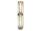 Benchmark® 14k Gold 4mm Comfort-fit Satin Finish Center With A Round Edge And Milgrain Carved Design Wedding Band Ring