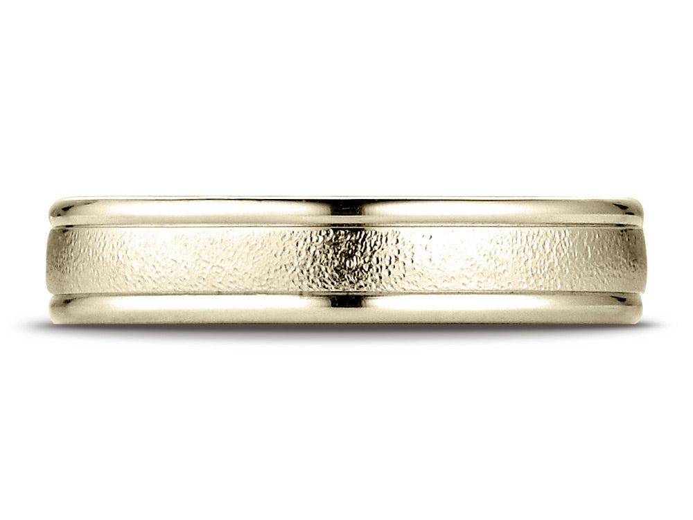 Benchmark® 14k Gold 4mm Comfort-fit Wired-finished High Polished Round Edge Carved Design Wedding Band Ring