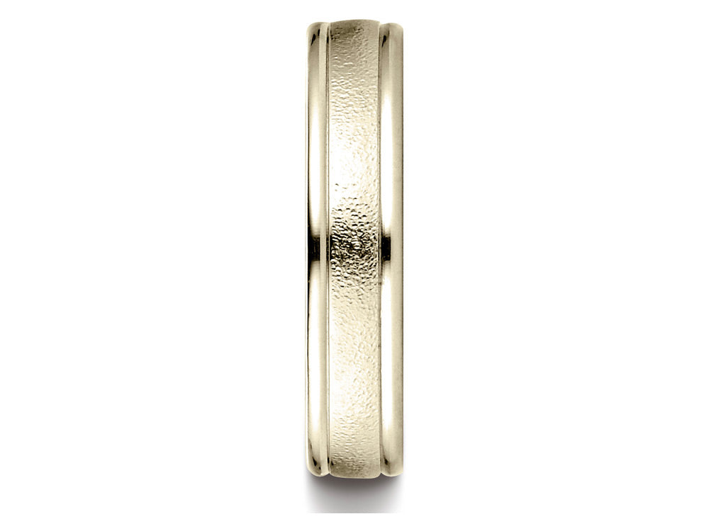 Benchmark® 14k Gold 4mm Comfort-fit Wired-finished High Polished Round Edge Carved Design Wedding Band Ring
