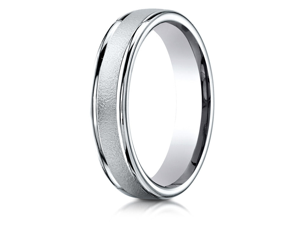 Benchmark® 14k Gold 4mm Comfort-fit Wired-finished High Polished Round Edge Carved Design Wedding Band Ring