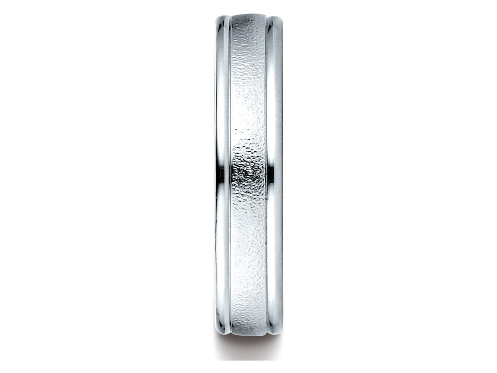 Benchmark® 18k Gold 4mm Comfort-fit Wired-finished High Polished Round Edge Carved Design Wedding Band Ring