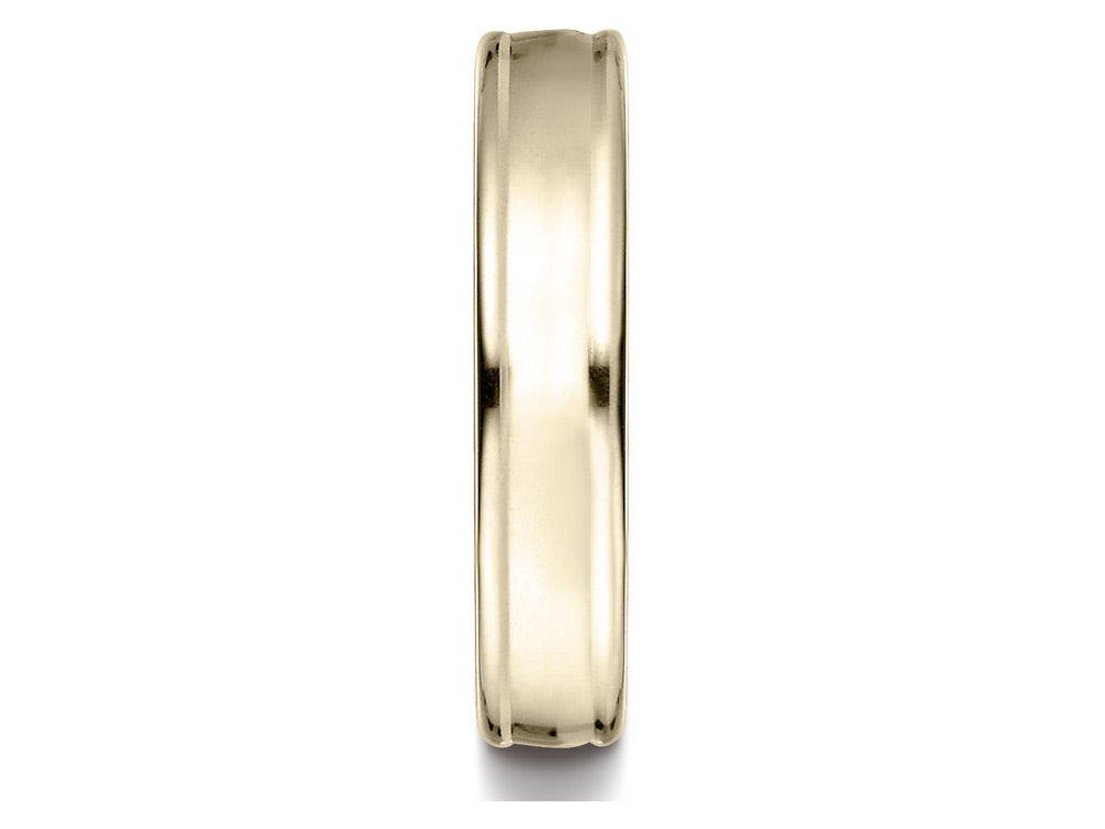 Benchmark® 14k Gold 4mm Comfort-fit Satin-finished High Polish Finish Round Edge Design Wedding Band Ring