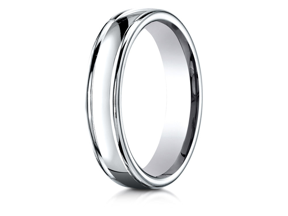 Benchmark® 14k Gold 4mm Comfort-fit Satin-finished High Polish Finish Round Edge Design Wedding Band Ring