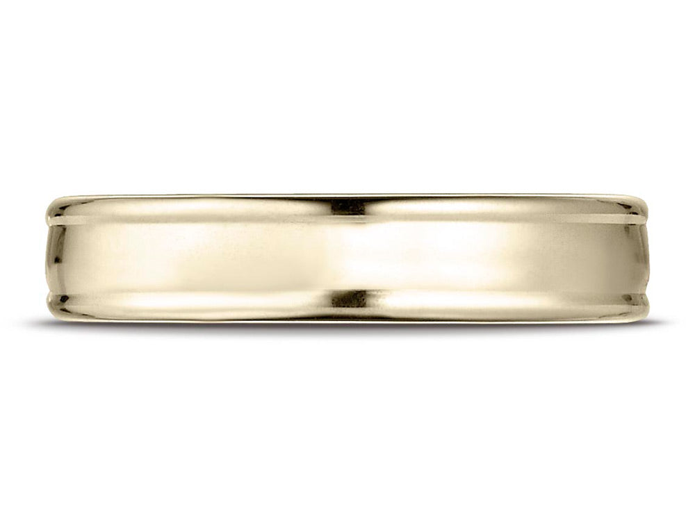 Benchmark® 18k Gold 4mm Comfort-fit Satin-finished High Polish Finish Round Edge Design Wedding Band Ring