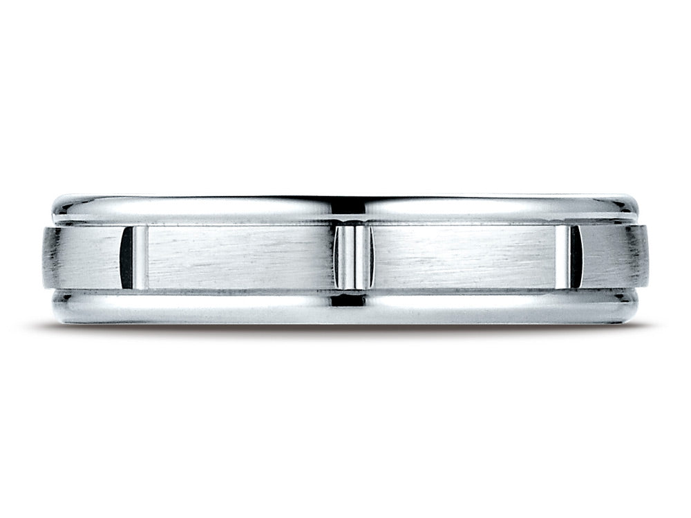 Benchmark® 14k Gold 4mm Comfort-fit Satin-finished Polished Center Cuts Round Edge Wedding Band Ring