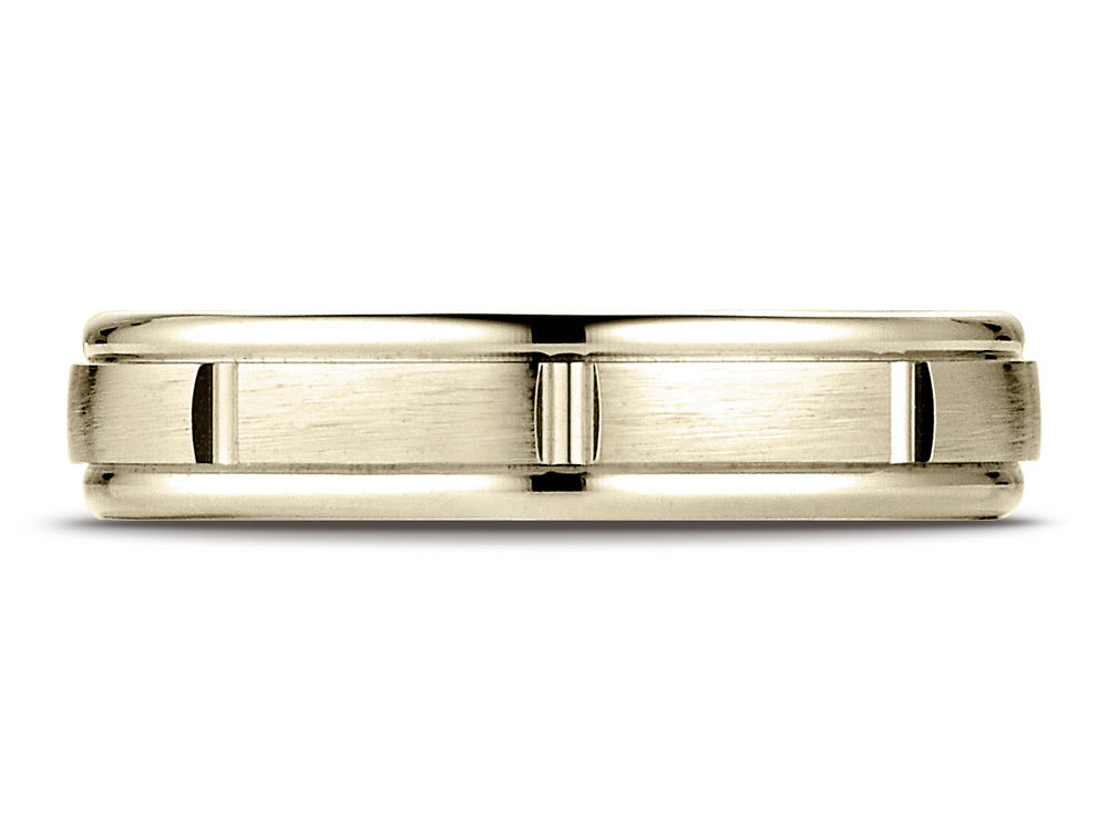Benchmark® 14k Gold 4mm Comfort-fit Satin-finished Polished Center Cuts Round Edge Wedding Band Ring