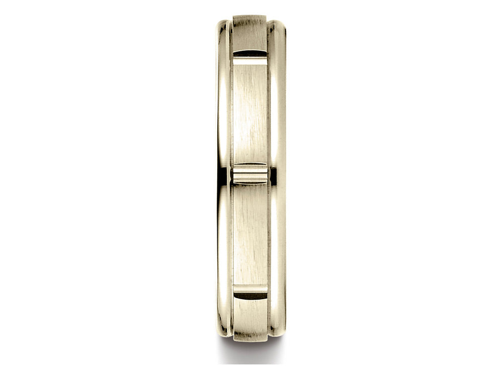 Benchmark® 14k Gold 4mm Comfort-fit Satin-finished Polished Center Cuts Round Edge Wedding Band Ring