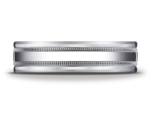 Benchmark® 6mm Comfort-fit High Polished With Milgrain Round Edge Carved Design Wedding Band Ring