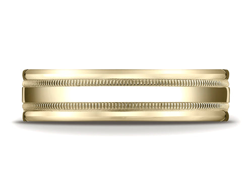 Benchmark® 6mm Comfort-fit High Polished With Milgrain Round Edge Carved Design Wedding Band Ring
