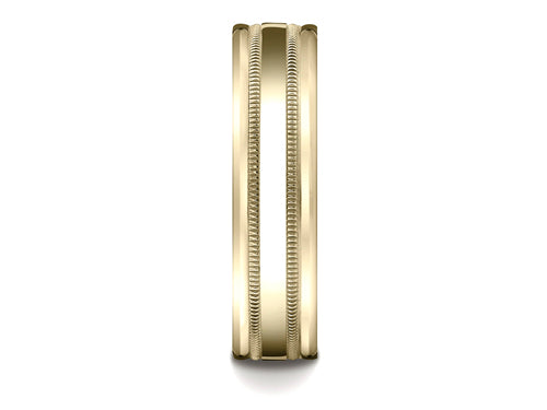 Benchmark® 6mm Comfort-fit High Polished With Milgrain Round Edge Carved Design Wedding Band Ring