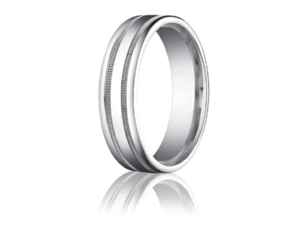 Benchmark® 6mm Comfort-fit High Polished With Milgrain Round Edge Carved Design Wedding Band Ring