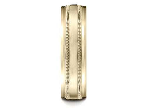 Benchmark® 6mm Comfort-fit Satin-finished With Milgrain Round Edge Carved Design Wedding Band Ring