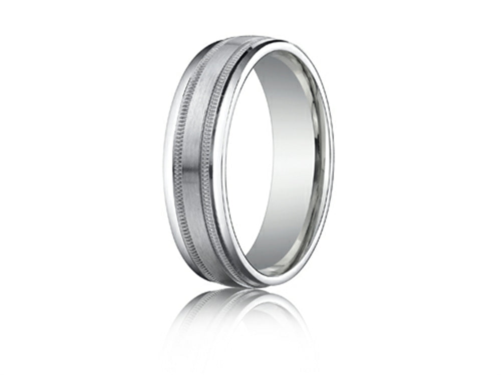 Benchmark® 6mm Comfort-fit Satin-finished With Milgrain Round Edge Carved Design Wedding Band Ring