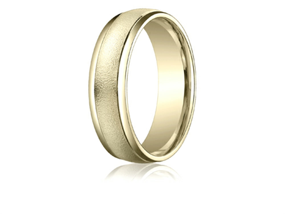 Benchmark® 6mm Comfort-fit Wired-finished High Polished Round Edge Carved Design Wedding Band Ring