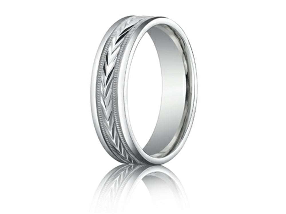 Benchmark® 6mm Comfort-fit Harvest Of Love Round Edge Carved Design Wedding Band Ring