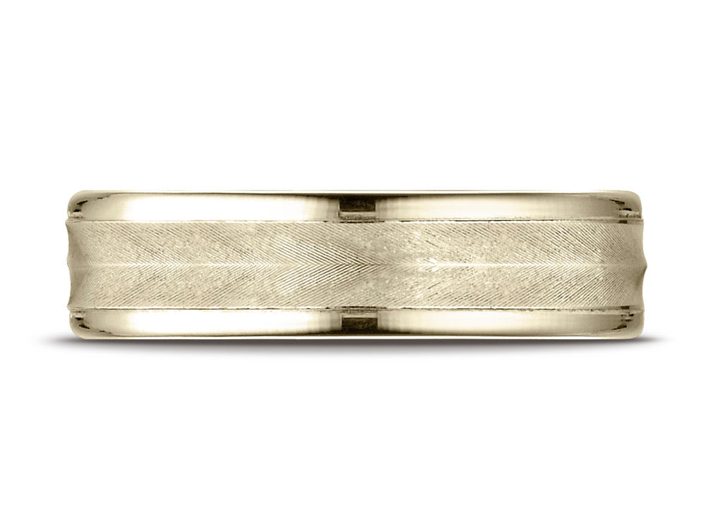 Benchmark® 14k Gold 6mm Comfort-fit Chevron Design High Polished Round Edge Carved Design Wedding Band Ring