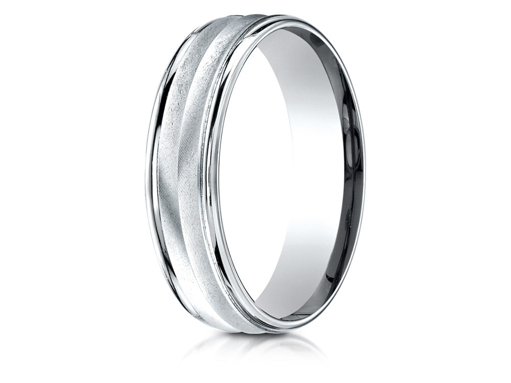 Benchmark® 14k Gold 6mm Comfort-fit Chevron Design High Polished Round Edge Carved Design Wedding Band Ring