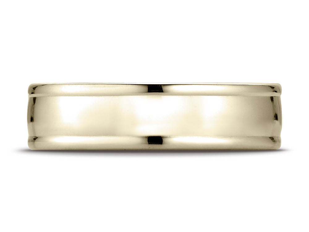 Benchmark® 10k Gold 6mm Comfort-fit High Polish Finish Round Edge Design Wedding Band Ring