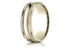 Benchmark® 18k Gold 7mm Comfort-fit High Polished With Milgrain Round Edge Carved Design Wedding Band Ring