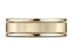 Benchmark® 10k Gold 7mm Comfort-fit Satin Finish Center With Milgrain Round Edge Carved Design Wedding Band Ring