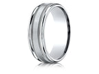 Benchmark® 18k Gold 7mm Comfort-fit Satin Finish Center With Milgrain Round Edge Carved Design Wedding Band Ring