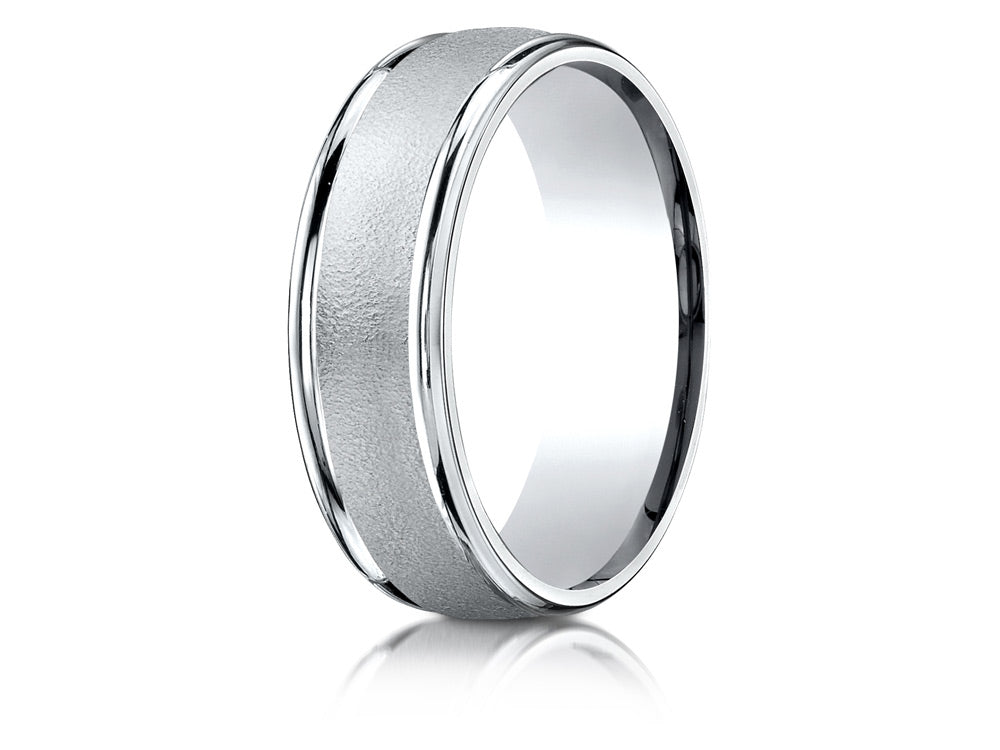 Benchmark® 14k Gold 7mm Comfort-fit Wired-finished High Polished Round Edge Carved Design Wedding Band Ring