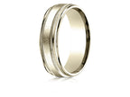 Benchmark® 10k Gold 7mm Comfort-fit Swirl Finish Center Milgrain Round Edge Carved Design Wedding Band Ring